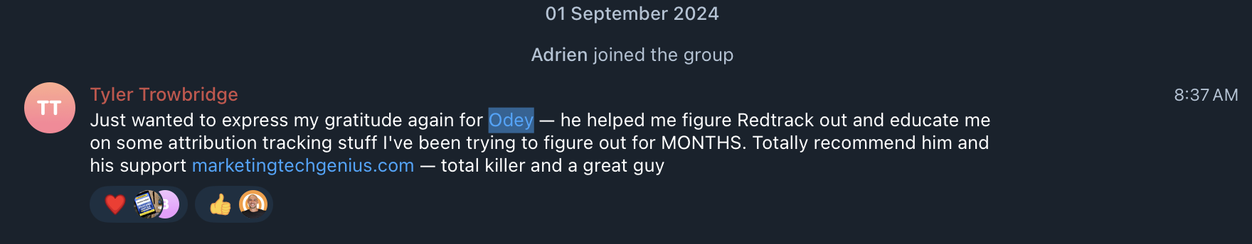 Client testimonial about attribution tracking